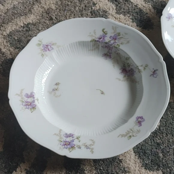 Vintage China Dish Set Bowls Set Of Two Ivory Purple Floral
